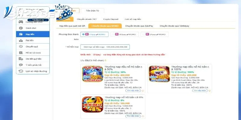 Cách Nạp Tiền 123BET - Hướng Dẫn Giao Dịch Chi Tiết