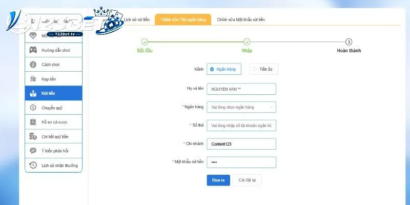 Điều kiện nhận tiền cần xác minh đầy đủ