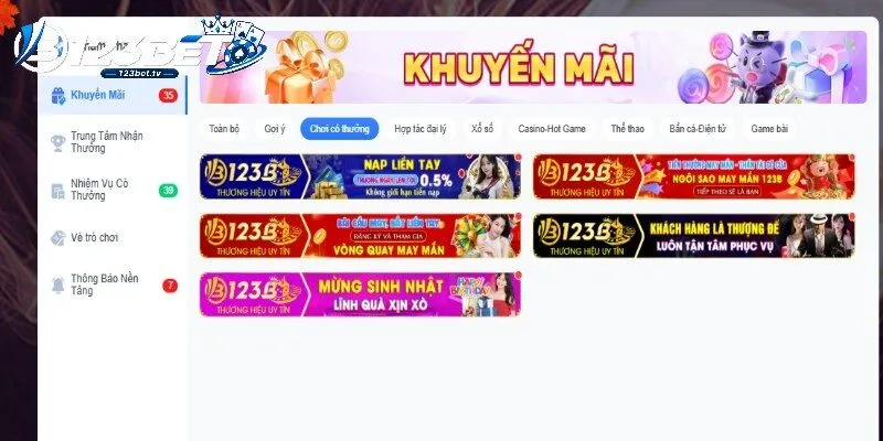 Khuyến mãi 123BET gồm code và quyền lợi VIP