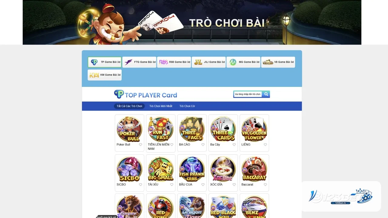 Sảnh game bài đổi thưởng 123BET TV
